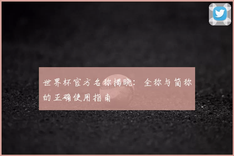 世界杯官方名称揭晓:全称与简称的正确使用指南